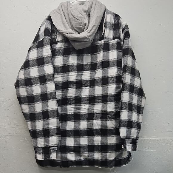 NWT River Trail Men's Black and White Plaid Hooded Jacket. Size 2XL. MSRP $88. - Picture 4 of 5